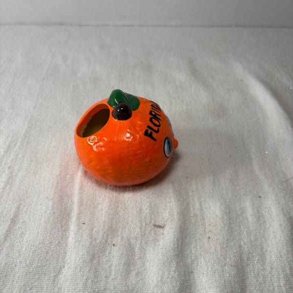 Vintage Anthropomorphic Florida Souvenir Happy Orange Toothpick Holder - Picture 2 of 6